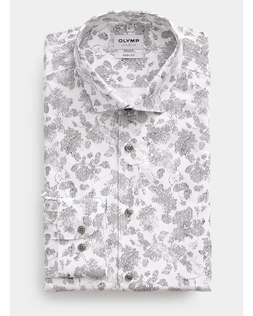 Olymp Gray Floral Print Shirt Modern Fit for men