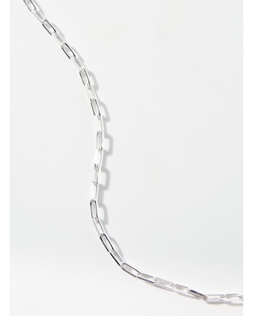 Hatton Labs White Silver Paperclip Chain Necklace for men