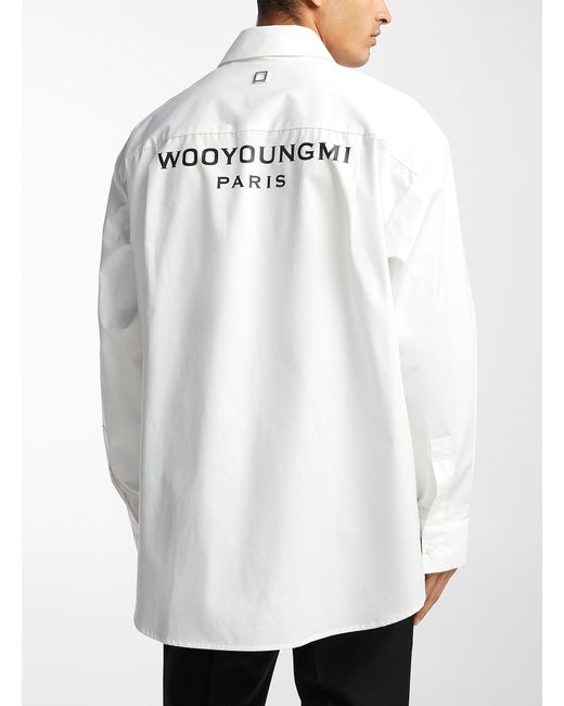 Wooyoungmi White Logo Appliqué Poplin Shirt for men