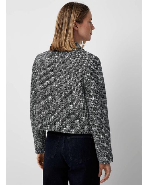 Contemporaine Gray Contrast Tweed Cropped Blazer