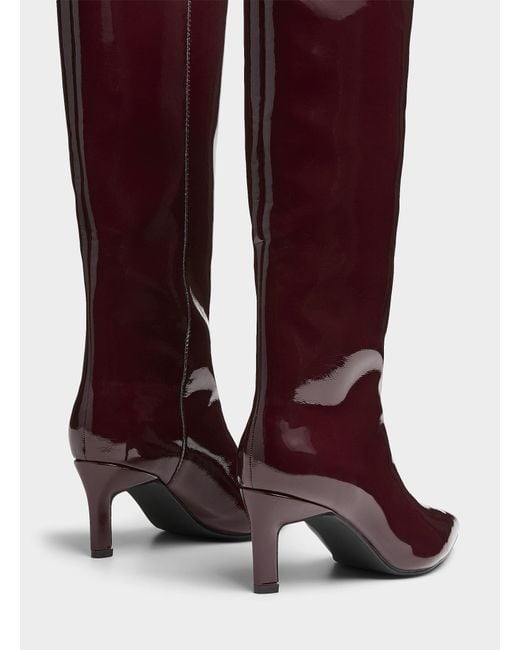 Steve Madden Purple Caiman Glossy Burgundy Tall Pointed