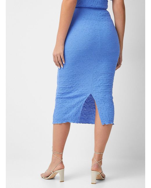 Saint Tropez Blue Dorry Wrinkled Texture Midi Skirt
