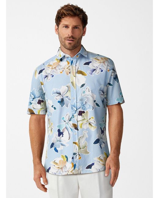 Olymp Blue Exotic Flower Shirt for men