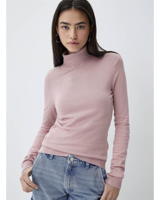 Twik Pink Solid Turtleneck Sweater