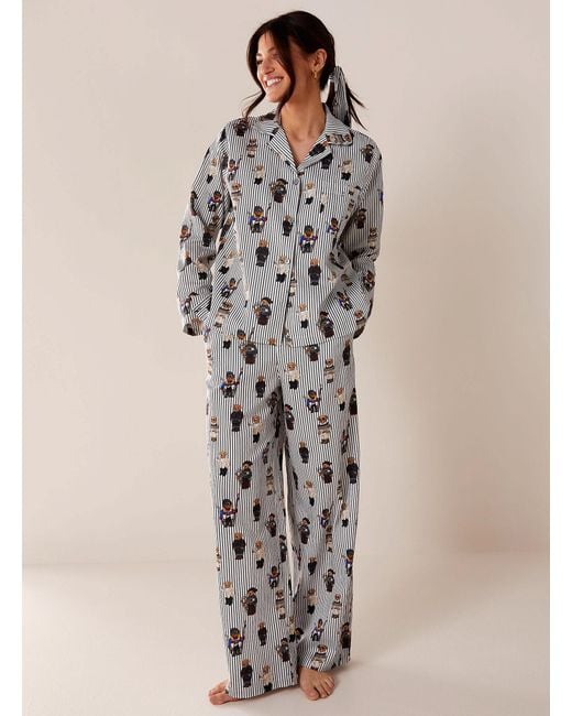 Polo Ralph Lauren Madison Bear Striped Pyjama Set in Brown | Lyst