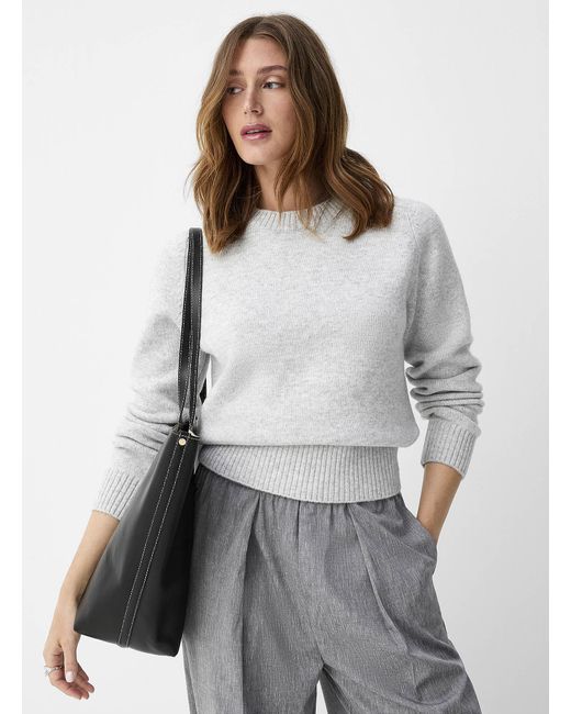 Contemporaine Gray Solid Essential Boxy Sweater