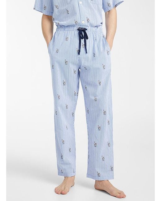 Polo Ralph Lauren Blue Sailor Teddy Bear Striped Pyjama Pant for men