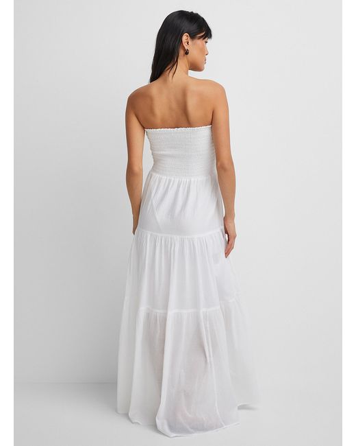 Icône White Smocked Bust Tiered Maxi Dress