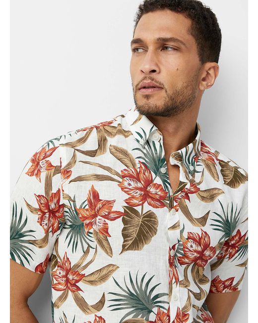 Lindbergh Multicolor Tropical Flora Pure Linen Shirt for men