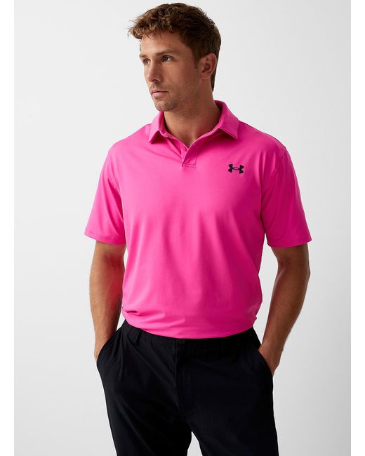 Under Armour Pink Tee To Green Stretch Golf Polo for men