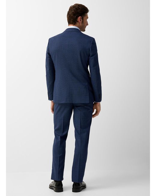 Le 31 Marzotto Wool Midnight Blue Prince Of Wales Suit London Fit for men