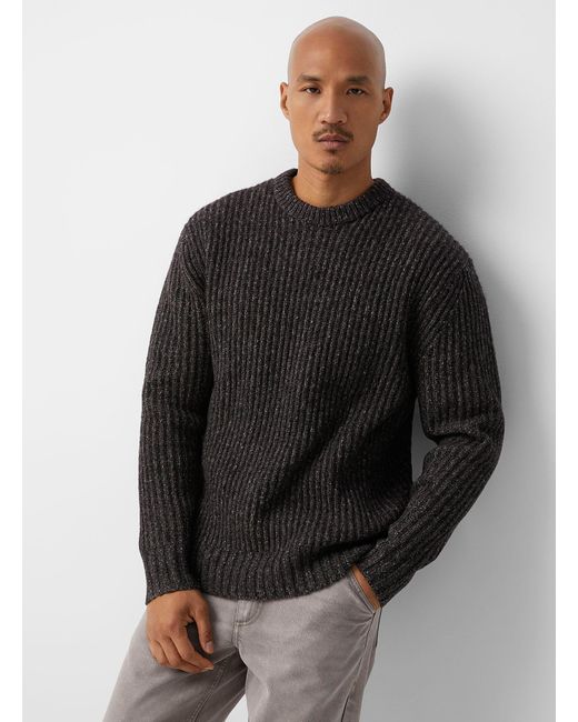 Heathered Ribbed Knit Sweater 