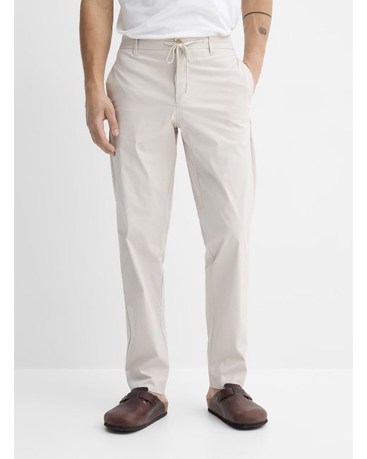 SELECTED White Crisp Stretch Canvas Pant Tapered Fit for men