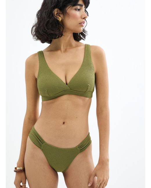 Simon's Green Wavy Texture Pleated