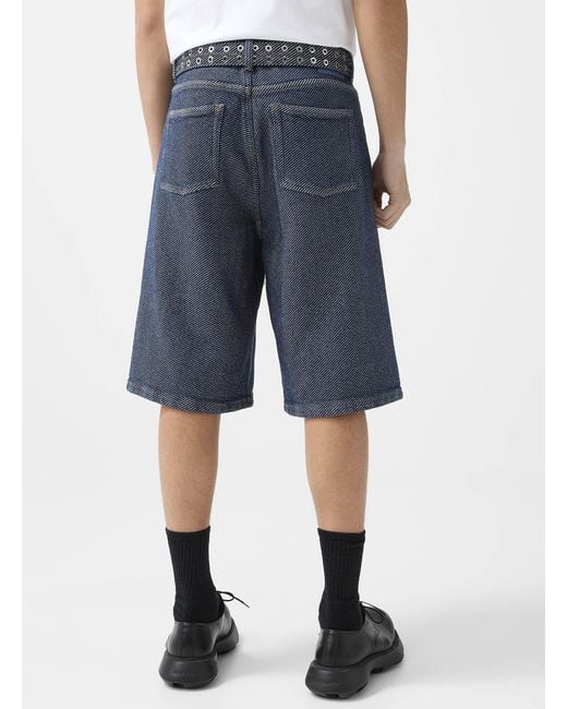 Ganni Blue Thick Twill Belted Bermuda Short Unisex