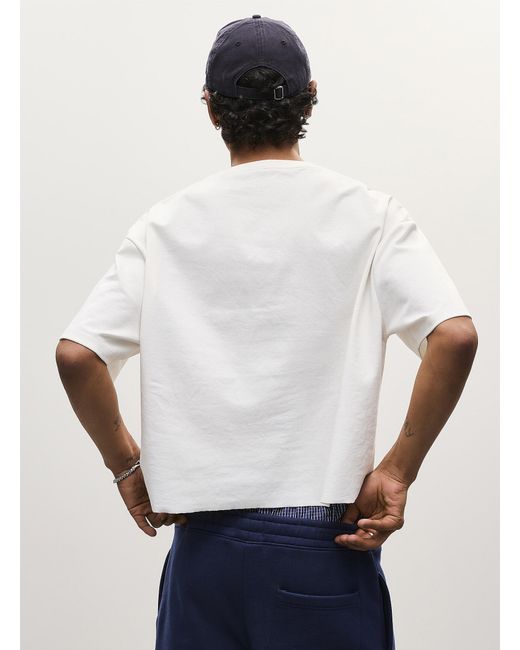 Djab White Cropped Solid T for men