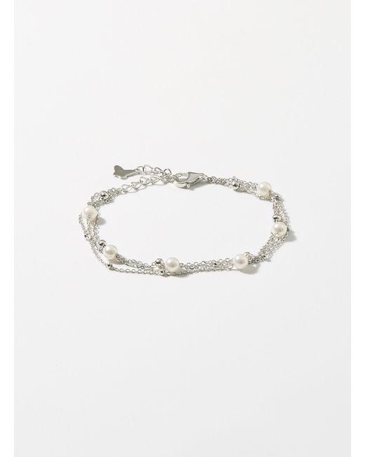 Simon's Metallic Small Pearl Three
