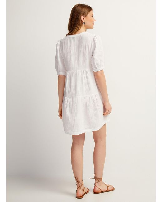 Vero Moda Cotton Gauze White Tiered Dress