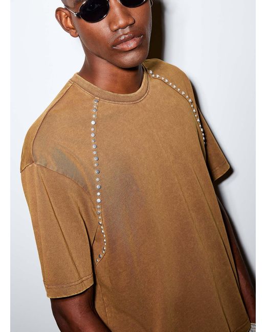 Le 31 Brown Studded Insert T for men