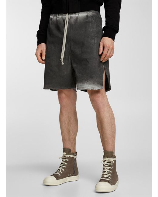 Rick Owens Black Faded Accents Waxed Fabric Bermuda Short for men