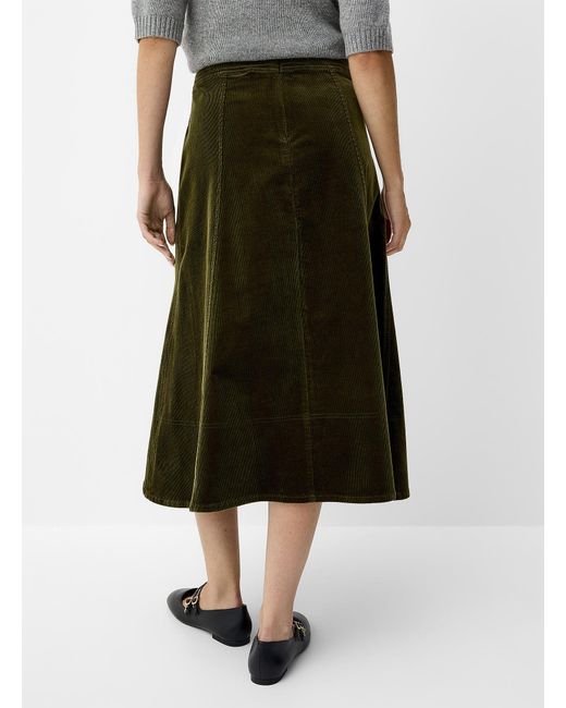 Contemporaine White Flared Corduroy Skirt