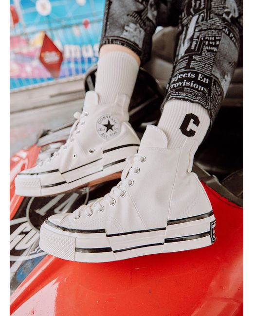 Converse Deconstructed Chuck 70 Plus High Top White Sneakers Women in ...