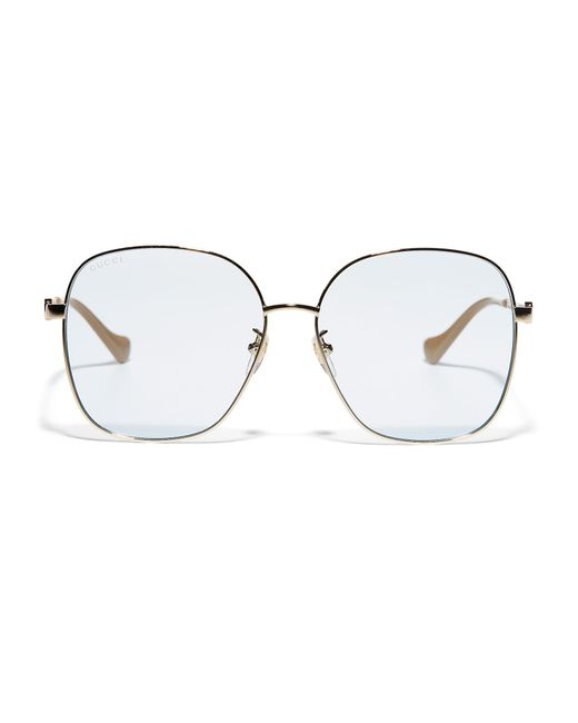 Gucci Gold Frame Square Sunglasses in White Lyst Canada