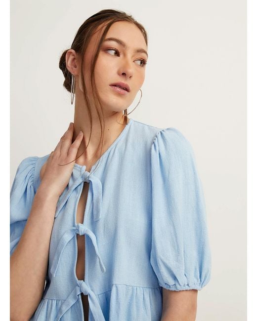 Icône Blue Touch Of Linen Tie Ribbons Blouse