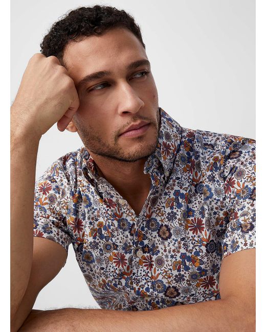 Le 31 Gray Floral Explosion Shirt Modern Fit for men