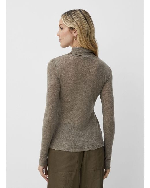 Part Two Green Slub Wool Turtleneck T