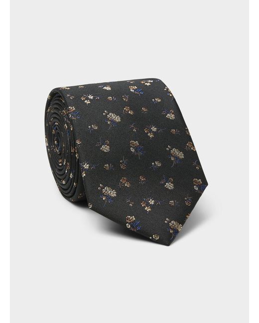 Le 31 Black Summer Flower Jacquard Tie for men