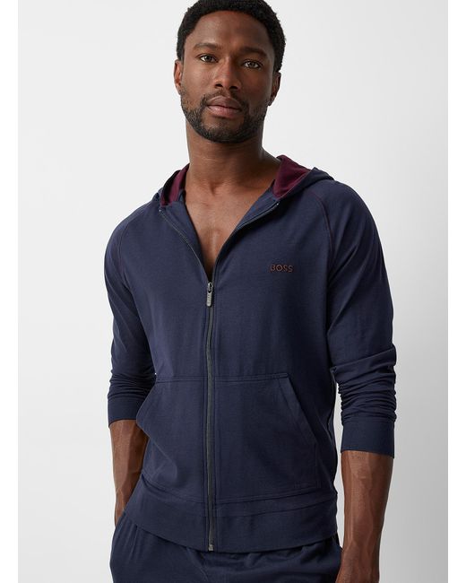 BOSS by HUGO BOSS Burgundy Accent Lounge Hoodie in Blue for Men | Lyst