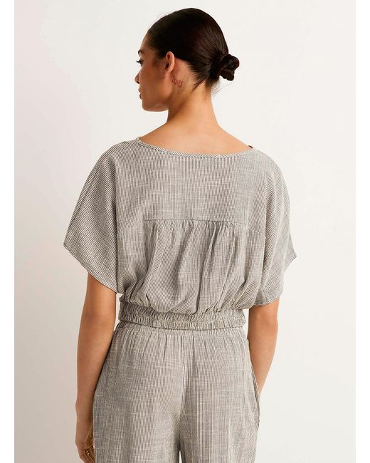 Icône Gray Crossover Pinstriped Blouse