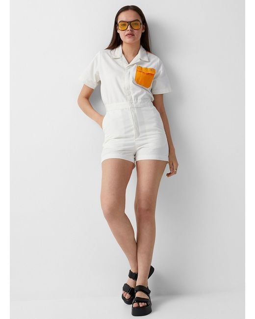 Dickies Contrast Stitching Romper in White | Lyst Canada