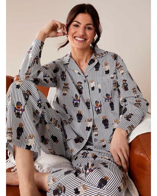 Polo Ralph Lauren Brown Madison Bear Striped Pyjama Set