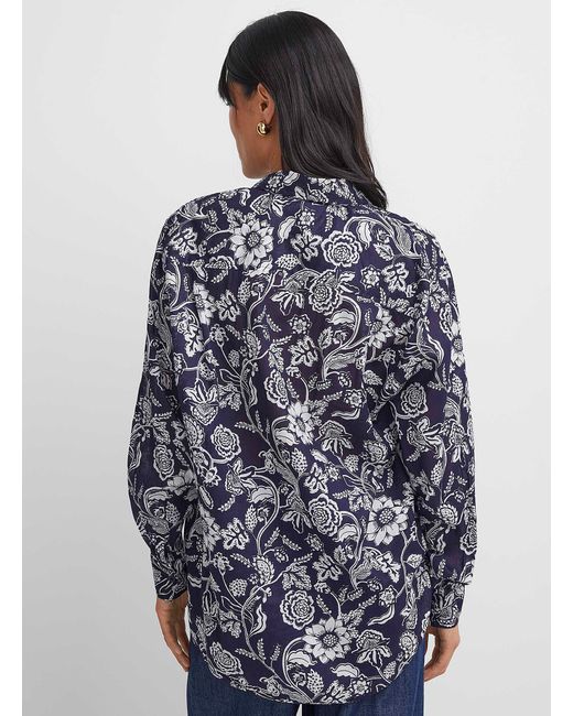 Icône Blue Luxurious Bloom Loose Shirt