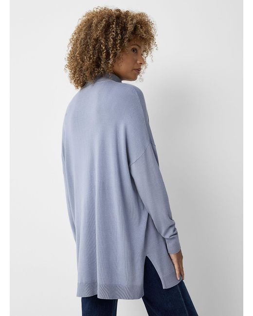 Contemporaine Blue Flowy Turtleneck Tunic Sweater