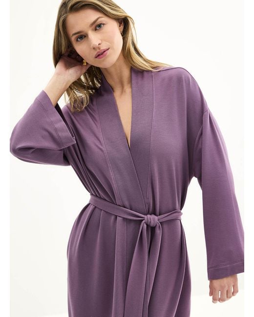 Miiyu Purple Brushed Underside Soft Long Robe