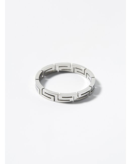 Le 31 White Openwork Geo Pattern Ring for men