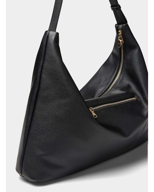 Ela Black Supple Trapezoidal Hobo Bag