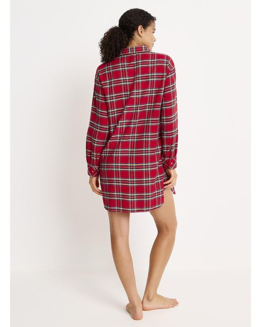 Ralph Lauren Red Festive Checkers Flannel Nightshirt Christmas Collection