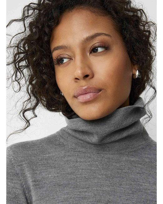 Contemporaine Gray Responsibly Sourced Merino Wool Turtleneck Sweater