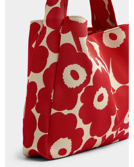 Marimekko Red Unikko Xl Knit Tote