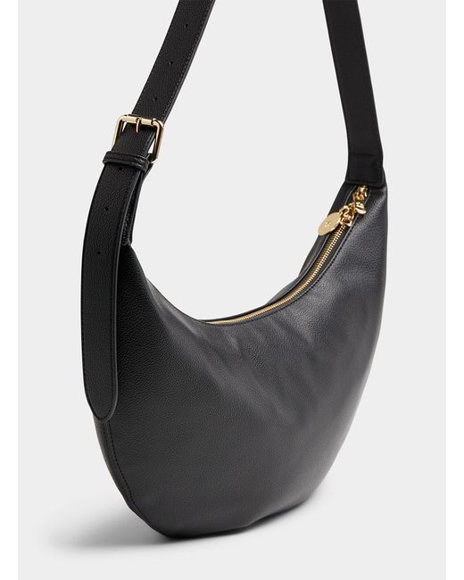 Ela Black Minimalist Crescent Saddle Bag