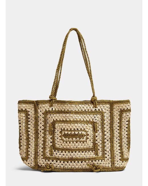 Sans Arcidet Paris Small Coco Crocheted Raffia Tote in Metallic