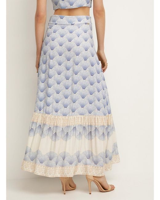 Icône Natural Blue Seashells Long Tiered Skirt