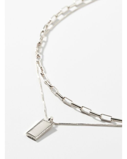 Simon's White Rectangular Pendant Double