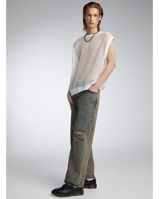 The Ragged Priest White Drifter Distressed Skate Jean Relaxed Fit for men