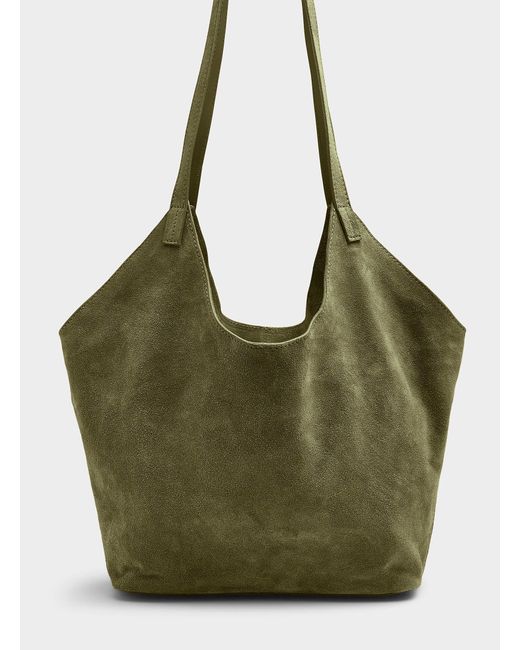 Simon's Green Oversized Angular Suede Tote Exclusive Collection From Italy