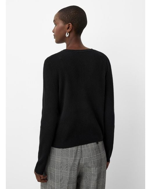 Contemporaine Black Wool And Cashmere Plain Cardigan